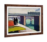 Big Box Art Framed Print of Emile Bernard A Stroll by The River Design | Wall Art Picture | Home Decor for Kitchen, Living Room, Bedroom, Hallway, Walnut, A2 / 24.5x18 Inch / 62x45cm