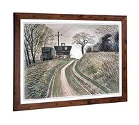 Big Box Art Framed Print of Eric Ravilious Cart On Hill Design | Wall Art Picture | Home Decor for Kitchen, Living, Dining Room, Bedroom, Hallway, Office, Walnut, A2 / 24.5x18 Inch / 62x45cm