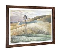 Big Box Art Framed Print of Eric Ravilious Furlongs Waterwheel Design | Wall Art Picture | Home Decor for Kitchen, Living Room, Bedroom, Hallway, Walnut, A2 / 24.5x18 Inch / 62x45cm