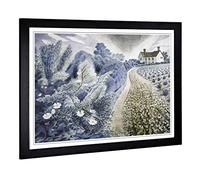 Big Box Art Framed Print of Eric Ravilious House and Field Design | Wall Art Picture | Home Decor for Kitchen, Living, Dining Room, Bedroom, Hallway, Office, Black, A2 / 24.5x18 Inch / 62x45cm