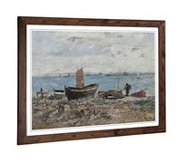 Big Box Art Framed Print of Eugene Boudin St. Adresse Design | Wall Art Picture | Home Decor for Kitchen, Living, Dining Room, Bedroom, Hallway, Office, Walnut, A2 / 24.5x18 Inch / 62x45cm