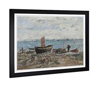 Big Box Art Framed Print of Eugene Boudin St. Adresse Design | Wall Art Picture | Home Decor for Kitchen, Living, Dining Room, Bedroom, Hallway, Office, Black, A2 / 24.5x18 Inch / 62x45cm