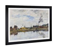 Big Box Art Framed Print of Eugene Boudin The Harbour Design | Wall Art Picture | Home Decor for Kitchen, Living, Dining Room, Bedroom, Hallway, Office, Black, A2 / 24.5x18 Inch / 62x45cm