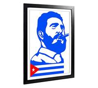 Big Box Art Framed Print of Fidel Castro (2) Design | Wall Art Picture | Home Decor for Kitchen, Living, Dining Room, Lounge, Bedroom, Hallway, Office, Black, A2 / 24.5x18 Inch / 62x45cm