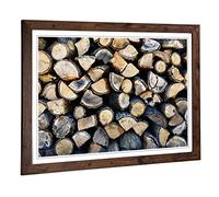 Big Box Art Framed Print of Firewood Logs Design | Wall Art Picture | Home Decor for Kitchen, Living, Dining Room, Lounge, Bedroom, Hallway, Office, Walnut, A2 / 24.5x18 Inch / 62x45cm