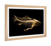 Big Box Art Framed Print of Fish Skeleton Design | Wall Art Picture | Home Decor for Kitchen, Living, Dining Room, Lounge, Bedroom, Hallway, Office, Oak, A2 / 24.5x18 Inch / 62x45cm