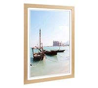 Big Box Art Framed Print of Fishing Boats Qatar Design | Wall Art Picture | Home Decor for Kitchen, Living, Dining Room, Lounge, Bedroom, Hallway, Office, Oak, A2 / 24.5x18 Inch / 62x45cm