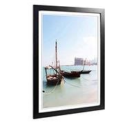 Big Box Art Framed Print of Fishing Boats Qatar Design | Wall Art Picture | Home Decor for Kitchen, Living, Dining Room, Lounge, Bedroom, Hallway, Office, Black, A2 / 24.5x18 Inch / 62x45cm