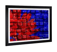 Big Box Art Framed Print of Floral Brick Graffiti Design | Wall Art Picture | Home Decor for Kitchen, Living, Dining Room, Bedroom, Hallway, Office, Black, A2 / 24.5x18 Inch / 62x45cm