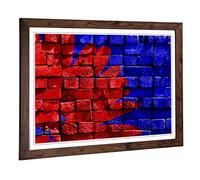 Big Box Art Framed Print of Floral Brick Graffiti Design | Wall Art Picture | Home Decor for Kitchen, Living, Dining Room, Bedroom, Hallway, Office, Walnut, A2 / 24.5x18 Inch / 62x45cm