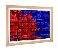 Big Box Art Framed Print of Floral Brick Graffiti Design | Wall Art Picture | Home Decor for Kitchen, Living, Dining Room, Bedroom, Hallway, Office, Oak, A2 / 24.5x18 Inch / 62x45cm