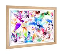 Big Box Art Framed Print of Flower Mixed Colour Orchids Design | Wall Art Picture | Home Decor for Kitchen, Living, Dining Room, Bedroom, Hallway, Office, Oak, A2 / 24.5x18 Inch / 62x45cm