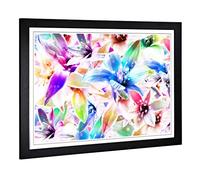 Big Box Art Framed Print of Flower Mixed Colour Orchids Design | Wall Art Picture | Home Decor for Kitchen, Living, Dining Room, Bedroom, Hallway, Office, Black, A2 / 24.5x18 Inch / 62x45cm