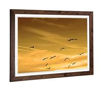 Big Box Art Framed Print of Flying Seagulls Sunset Birds Design | Wall Art Picture | Home Decor for Kitchen, Living, Dining Room, Bedroom, Hallway, Office, Walnut, A2 / 24.5x18 Inch / 62x45cm