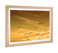 Big Box Art Framed Print of Flying Seagulls Sunset Birds Design | Wall Art Picture | Home Decor for Kitchen, Living, Dining Room, Bedroom, Hallway, Office, Oak, A2 / 24.5x18 Inch / 62x45cm