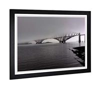 Big Box Art Framed Print of Forth Bridge Misty Scotland Design | Wall Art Picture | Home Decor for Kitchen, Living, Dining Room, Bedroom, Hallway, Office, Black, A2 / 24.5x18 Inch / 62x45cm