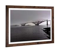 Big Box Art Framed Print of Forth Bridge Misty Scotland Design | Wall Art Picture | Home Decor for Kitchen, Living, Dining Room, Bedroom, Hallway, Office, Walnut, A2 / 24.5x18 Inch / 62x45cm