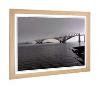 Big Box Art Framed Print of Forth Bridge Misty Scotland Design | Wall Art Picture | Home Decor for Kitchen, Living, Dining Room, Bedroom, Hallway, Office, Oak, A2 / 24.5x18 Inch / 62x45cm