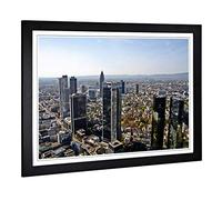 Big Box Art Framed Print of Frankfurt Skyline Germany 3 Design | Wall Art Picture | Home Decor for Kitchen, Living, Dining Room, Bedroom, Hallway, Office, Black, A2 / 24.5x18 Inch / 62x45cm