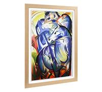 Big Box Art Framed Print of Franz Marc Four Blue Horses Design | Wall Art Picture | Home Decor for Kitchen, Living, Dining Room, Bedroom, Hallway, Office, Oak, A2 / 24.5x18 Inch / 62x45cm