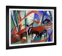 Big Box Art Framed Print of Franz Marc Many Horses Design | Wall Art Picture | Home Decor for Kitchen, Living, Dining Room, Lounge, Bedroom, Hallway, Office, Black, A2 / 24.5x18 Inch / 62x45cm