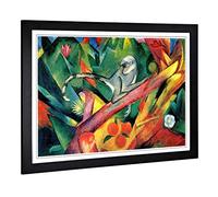 Big Box Art Framed Print of Franz Marc Monkey Design | Wall Art Picture | Home Decor for Kitchen, Living, Dining Room, Lounge, Bedroom, Hallway, Office, Black, A2 / 24.5x18 Inch / 62x45cm