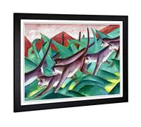 Big Box Art Framed Print of Franz Marc Monkeys Design | Wall Art Picture | Home Decor for Kitchen, Living, Dining Room, Lounge, Bedroom, Hallway, Office, Black, A2 / 24.5x18 Inch / 62x45cm