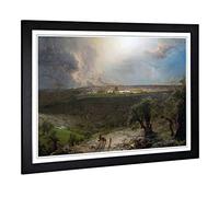 Big Box Art Framed Print of Frederic Edwin Church Jerusalem from The Mount of Olives Design | Wall Art Picture| Home Decor for Living Room, Bedroom, Office, Black, A2 / 24.5x18 Inch / 62x45cm