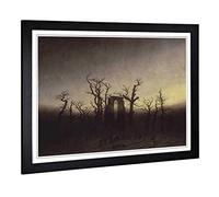 Big Box Art Framed Print of Friedrich Caspar David The Abbey and The Oakwood Design | Wall Art Picture| Home Decor for Kitchen, Living Room, Bedroom, Hallway, Black, A2 / 24.5x18 Inch / 62x45cm