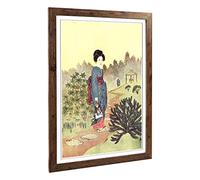 Big Box Art Framed Print of Geisha Girl Japanese Oriental Design | Wall Art Picture | Home Decor for Kitchen, Living Room, Bedroom, Hallway, Walnut, A2 / 24.5x18 Inch / 62x45cm