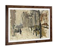 Big Box Art Framed Print of George Hendrik Breitner Fog Design | Wall Art Picture | Home Decor for Kitchen, Living, Dining Room, Bedroom, Hallway, Office, Walnut, A2 / 24.5x18 Inch / 62x45cm