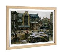 Big Box Art Framed Print of George Hendrik Breitner The Dam Amsterdam Design | Wall Art Picture | Home Decor for Kitchen, Living Room, Bedroom, Hallway, Oak, A2 / 24.5x18 Inch / 62x45cm