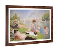Big Box Art Framed Print of Georges-Pierre Seurat Bathers (1) Design | Wall Art Picture | Home Decor for Kitchen, Living Room, Bedroom, Hallway, Walnut, A2 / 24.5x18 Inch / 62x45cm
