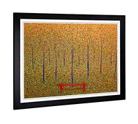 Big Box Art Framed Print of Georges-Pierre Seurat Red Park Bench Design | Wall Art Picture | Home Decor for Kitchen, Living Room, Bedroom, Hallway, Black, A2 / 24.5x18 Inch / 62x45cm