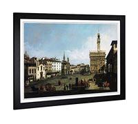 Big Box Art Framed Print of Giovanni Canaletto Piazza Signora, Florence Design | Wall Art Picture | Home Decor for Kitchen, Living Room, Bedroom, Hallway, Black, A2 / 24.5x18 Inch / 62x45cm