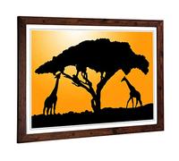 Big Box Art Framed Print of Giraffe Silhouette at Sunset Design | Wall Art Picture | Home Decor for Kitchen, Living, Dining Room, Bedroom, Hallway, Office, Walnut, A2 / 24.5x18 Inch / 62x45cm