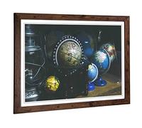 Big Box Art Framed Print of Globe World Map (1) Design | Wall Art Picture | Home Decor for Kitchen, Living, Dining Room, Lounge, Bedroom, Hallway, Office, Walnut, A2 / 24.5x18 Inch / 62x45cm