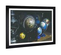 Big Box Art Framed Print of Globe World Map (1) Design | Wall Art Picture | Home Decor for Kitchen, Living, Dining Room, Lounge, Bedroom, Hallway, Office, Black, A2 / 24.5x18 Inch / 62x45cm