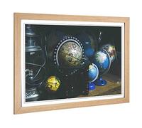 Big Box Art Framed Print of Globe World Map (1) Design | Wall Art Picture | Home Decor for Kitchen, Living, Dining Room, Lounge, Bedroom, Hallway, Office, Oak, A2 / 24.5x18 Inch / 62x45cm