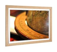 Big Box Art Framed Print of Globe World Map (2) Design | Wall Art Picture | Home Decor for Kitchen, Living, Dining Room, Lounge, Bedroom, Hallway, Office, Oak, A2 / 24.5x18 Inch / 62x45cm