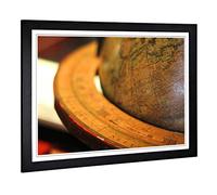 Big Box Art Framed Print of Globe World Map (2) Design | Wall Art Picture | Home Decor for Kitchen, Living, Dining Room, Lounge, Bedroom, Hallway, Office, Black, A2 / 24.5x18 Inch / 62x45cm