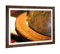 Big Box Art Framed Print of Globe World Map (2) Design | Wall Art Picture | Home Decor for Kitchen, Living, Dining Room, Lounge, Bedroom, Hallway, Office, Walnut, A2 / 24.5x18 Inch / 62x45cm