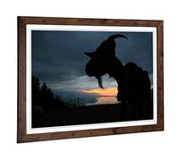 Big Box Art Framed Print of Goat Sunset Design | Wall Art Picture | Home Decor for Kitchen, Living, Dining Room, Lounge, Bedroom, Hallway, Office, Walnut, A2 / 24.5x18 Inch / 62x45cm