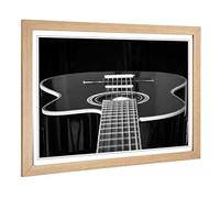 Big Box Art Framed Print of Guitar Black and White Design | Wall Art Picture | Home Decor for Kitchen, Living, Dining Room, Bedroom, Hallway, Office, Oak, A2 / 24.5x18 Inch / 62x45cm