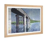 Big Box Art Framed Print of Gustave Caillebotte The Seine and The Railroad Bridge Design | Wall Art Picture| Home Decor for Kitchen, Living Room, Bedroom, Office, Oak, A2 / 24.5x18 Inch / 62x45cm