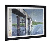 Big Box Art Framed Print of Gustave Caillebotte The Seine and The Railroad Bridge Design | Wall Art Picture| Home Decor for Kitchen, Living Room, Bedroom, Office, Black, A2 / 24.5x18 Inch / 62x45cm