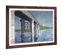 Big Box Art Framed Print of Gustave Caillebotte The Seine and The Railroad Bridge Design | Wall Art Picture| Home Decor for Kitchen, Living Room, Bedroom, Office, Walnut, A2 / 24.5x18 Inch / 62x45cm