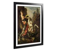 Big Box Art Framed Print of Gustave Moreau George and The Dragon Design | Wall Art Picture | Home Decor for Kitchen, Living Room, Bedroom, Hallway, Black, A2 / 24.5x18 Inch / 62x45cm