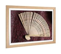 Big Box Art Framed Print of Hand Fan Design | Wall Art Picture | Home Decor for Kitchen, Living, Dining Room, Lounge, Bedroom, Hallway, Office, Oak, A2 / 24.5x18 Inch / 62x45cm