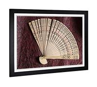 Big Box Art Framed Print of Hand Fan Design | Wall Art Picture | Home Decor for Kitchen, Living, Dining Room, Lounge, Bedroom, Hallway, Office, Black, A2 / 24.5x18 Inch / 62x45cm